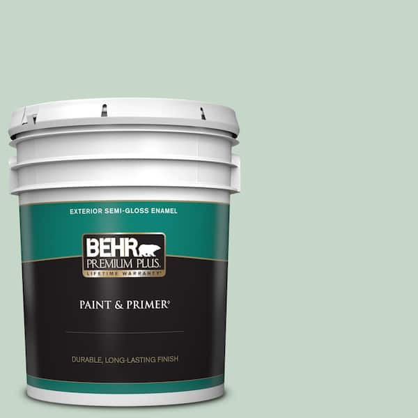 BEHR PREMIUM PLUS 5 gal. #S410-2 New Moss Semi-Gloss Enamel Exterior Paint & Primer