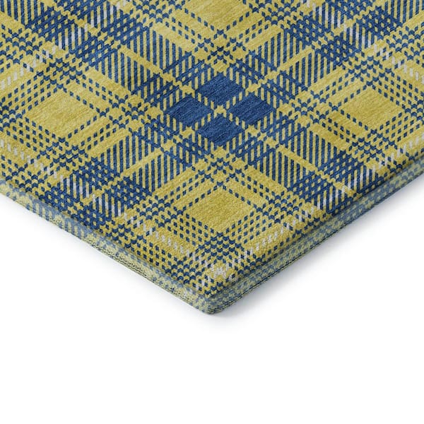 Mayfield Premium Machine Washable Abstract AMF993 Yellow 3 ft. x 4 ft. Area Rug