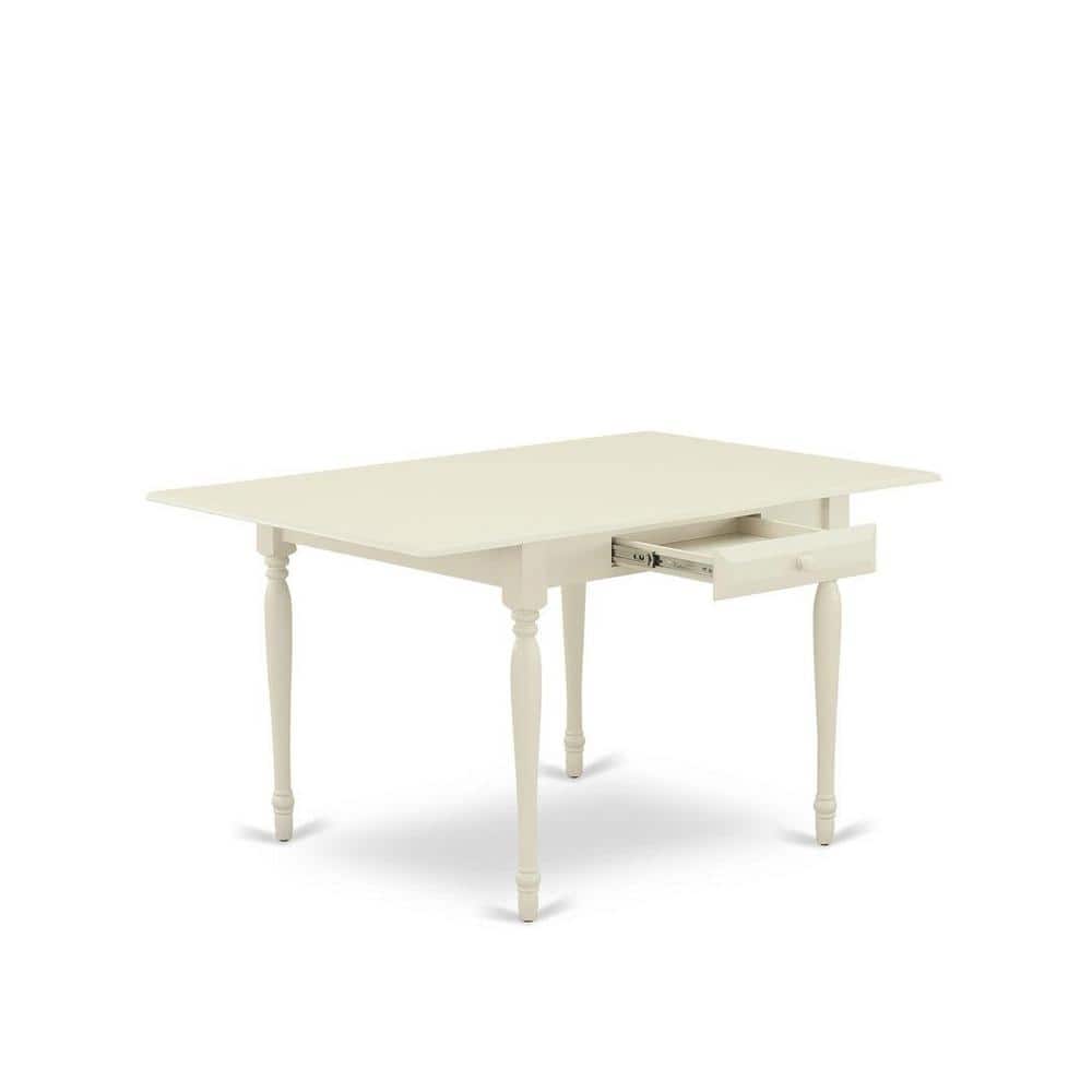 Linen White Rectangular Dining Table Set with Black Upholstered Chairs