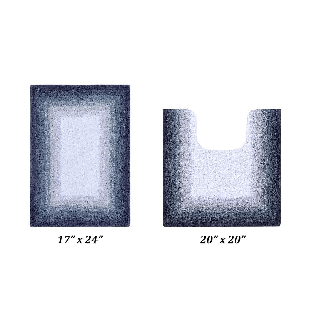 Gray Cotton Tufted Ombre Bath Rug Set, 2 Pieces
