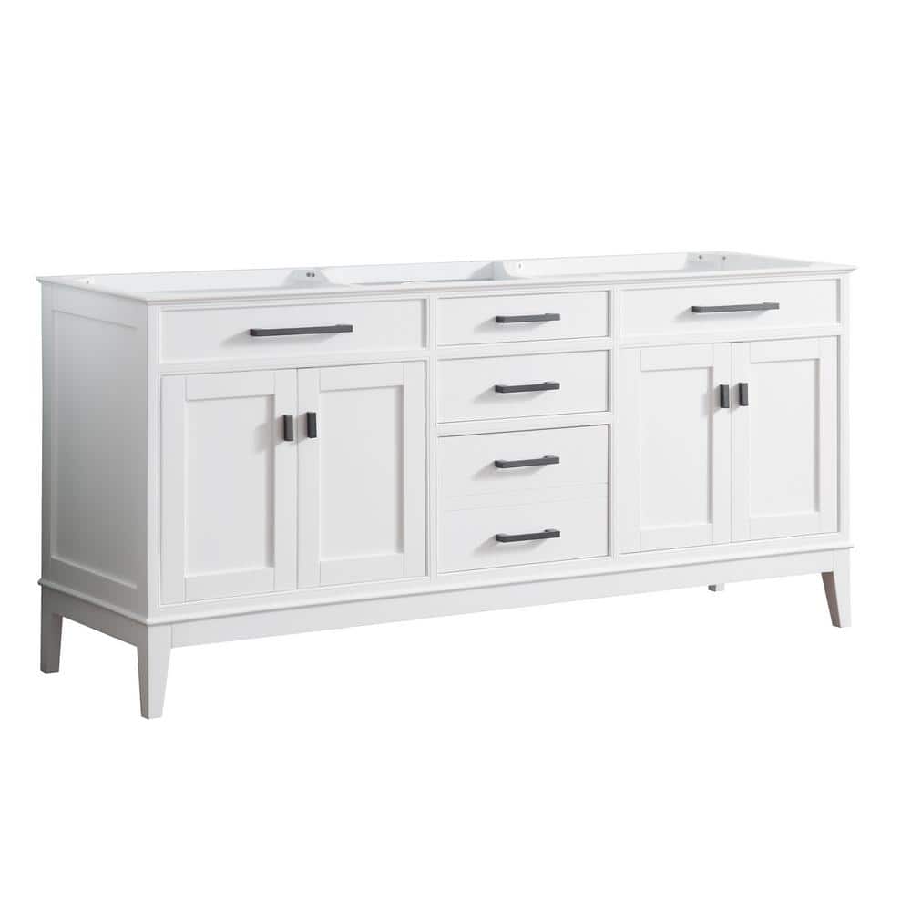 Madison Elegance 72" Double Vanity Cabinet in Pure White with Soft-Close Features