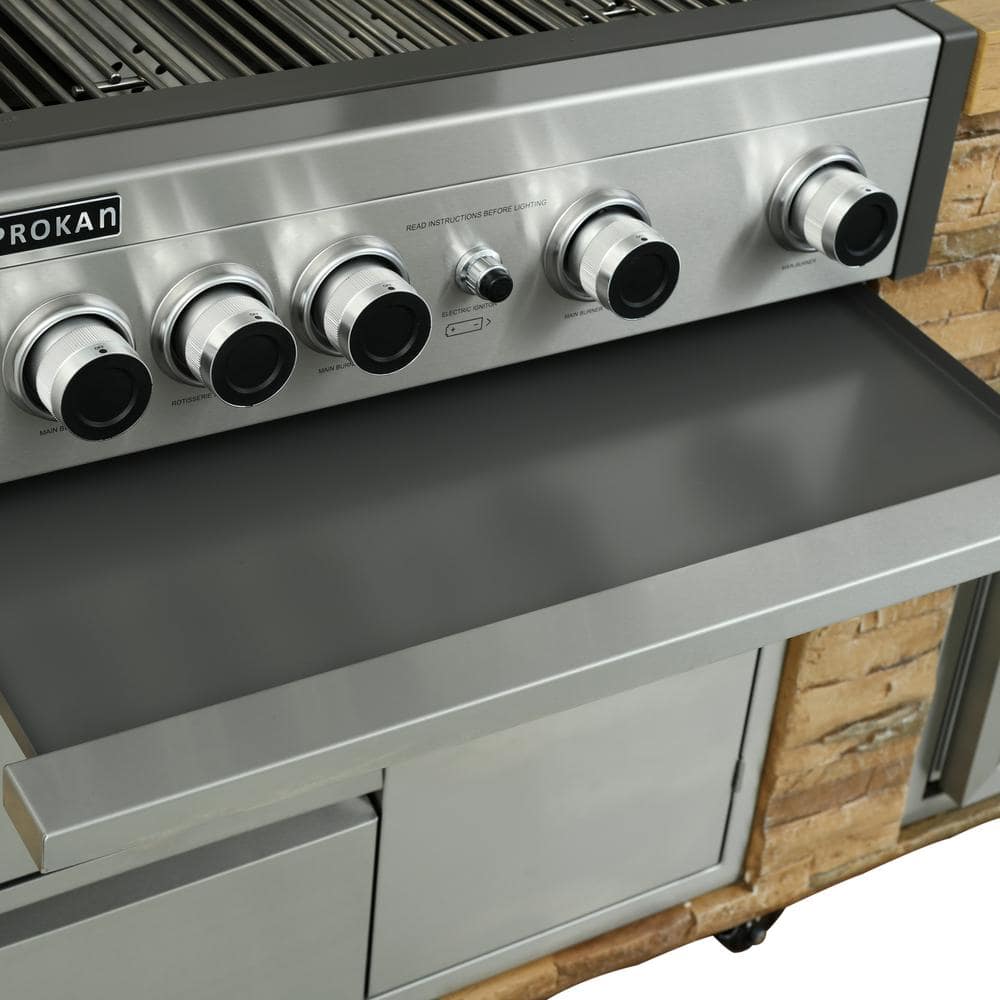78" Stainless Steel Propane Grill Island with Rotisserie