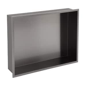 18 in. W x 4 in. H x 14 in. D Stainless Steel Shower Niche Set of 1-Piece in Matte Black Single Shelf Organizer Storage