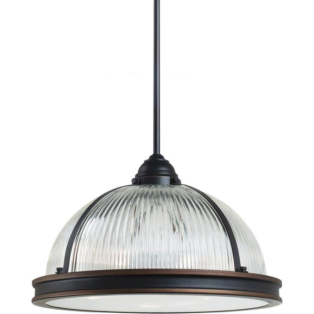 Pratt Street 55" Autumn Bronze 3-Light Pendant with Clear Textured Glass