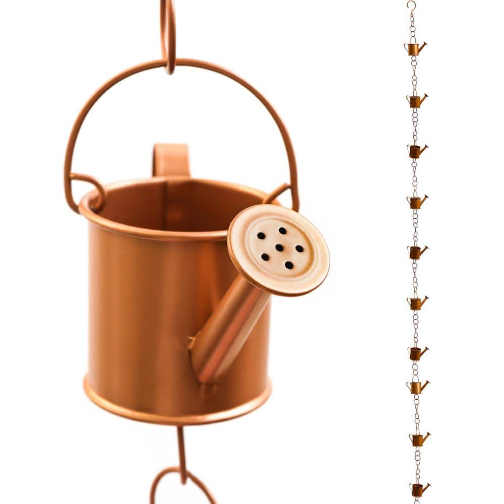 Copper Colored Iron Watering Can Rain Chain for Gutters