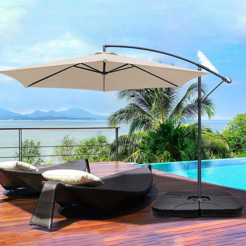 Black Heavy Duty Plastic 4-Piece Patio Umbrella Base