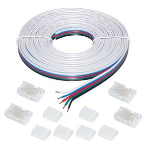 13 ft. Connector Cord LED Strip Light Accessory Pack (RGB+W) (4 Wire-to-Tape Connectors, 6 Wire Mounting Clips)