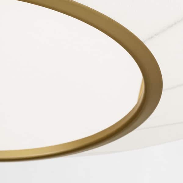 Generation Lighting - Hikari Large 5-Light Burnished Brass Dining Room Pendant Chandelier with White Linen Shade