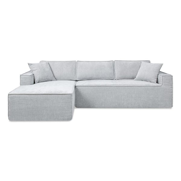 Jennifer Taylor Brenley 110.5 in. Square Arm 2 Pieces Chenille LAF Sofa-in-a-Box Living Room Sectional Sofa Couch in. Ash Gray