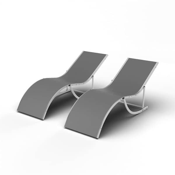 Unbranded Patio Chaise Lounge Outdoor Set of 2, Quick-Dry Textilene Fabric, Aluminum Pool Chaise Lounges for Pool