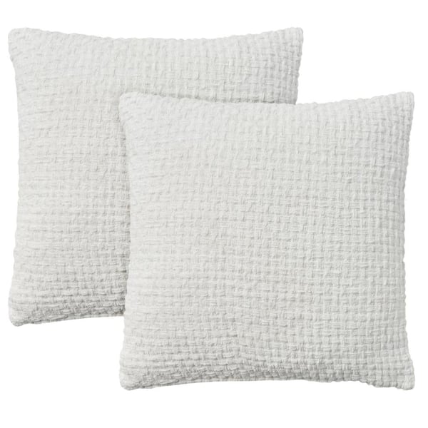 Mina Victory Lifestyle White 18 in. x 18 in. Square Throw Pillow