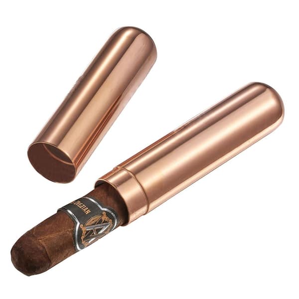 Visol Delta Rose Gold Finish Stainless Steel Cigar Tube - VCASE505RG