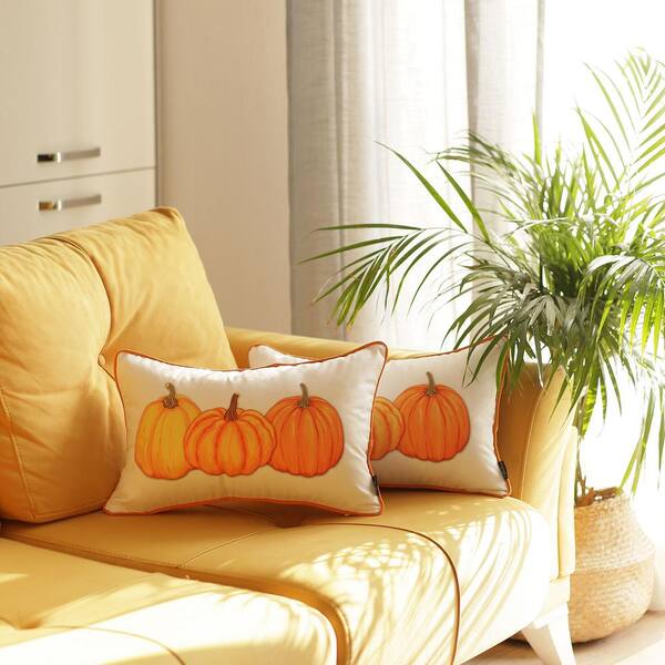 MIKE & Co. NEW YORK Fall Season Decorative Throw Pillow Leaves 18 in. x 18  in. Yellow and Orange Square Thanksgiving for Couch (Set of 4)  50-SET4-706-4575-1 - The Home Depot
