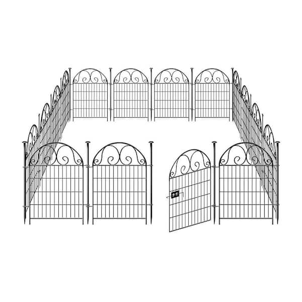 40 in. Metal Garden Fence 12 Panels With Gate Animal Barrier