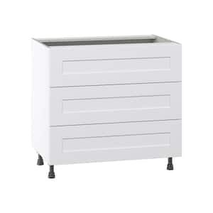 Wallace Painted Warm White Shaker Assembled Base Kitchen Cabinet with 3 Drawers (36 in. W x 34.5 in. H x 24 in. D)