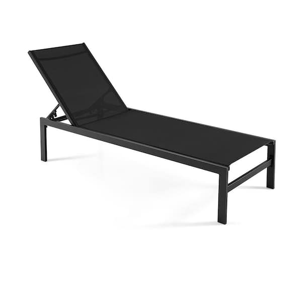 Gymax Patio Chaise Lounge Adjustable Lounge Chair W/6-Position Backrest Black