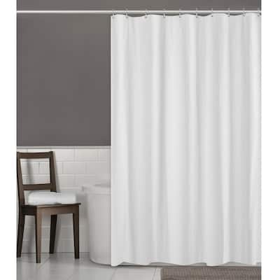 Herringbone 70 in. W x 72 in. L Ultimate Waterproof Fabric Shower Curtain or Liner in White