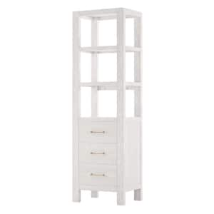 Leon 21.7 in. W x 15.7 in. D x 72 in. H Washed White Freestanding Linen Cabinet