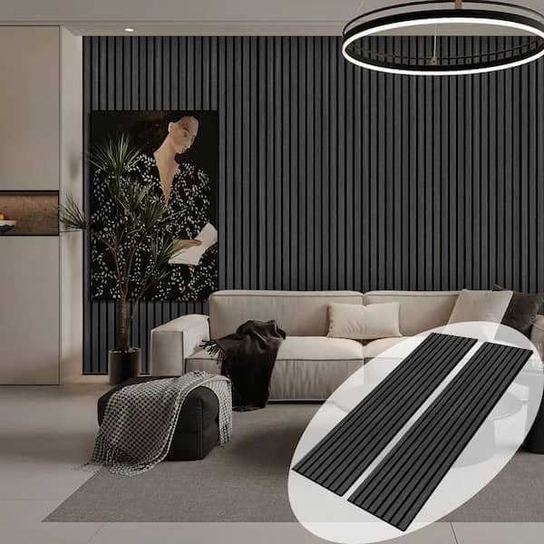 Owndeign Black Oak 94.5 in. x 12.6 in. Wood Slat Acoustic Panels