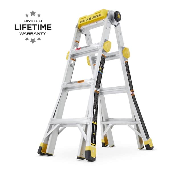 15 ft. Reach Aluminum Multi-Position Ladder with Project Tray, 375 lbs. Load Capacity, Oversized Hinges