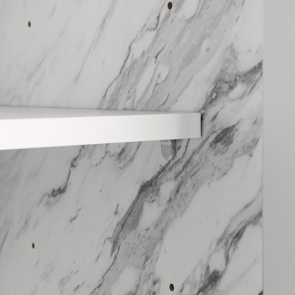 Myro Kitchen Island, Faux Black Stone and White - thumbnail 5