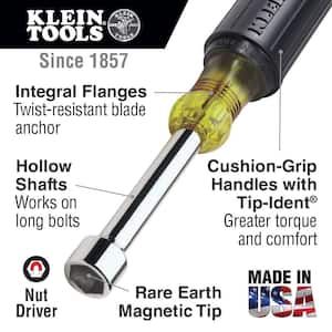 1/4 in. Magnetic Tip Nut Driver with 6 in. Hollow Shaft- Cushion Grip Handle