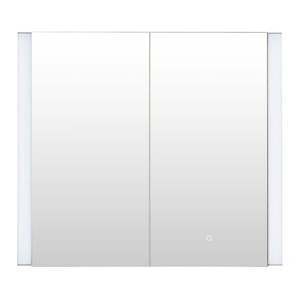 Serra 36 in. W. x 32 in. H Rectangular Aluminum Medicine Cabinet with Mirror