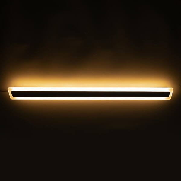 OUKANING 39.3 in. White Modern Rectangular Flush Mount Ceiling