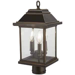 Mariner's Pointe Collection 3-Light Outdoor Oil Rubbed Bronze Post Light with Gold Highlights