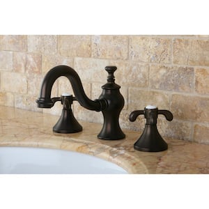 Tear Drop Cross 8 in. Widespread 2-Handle High-Arc Bathroom Faucet in Oil Rubbed Bronze