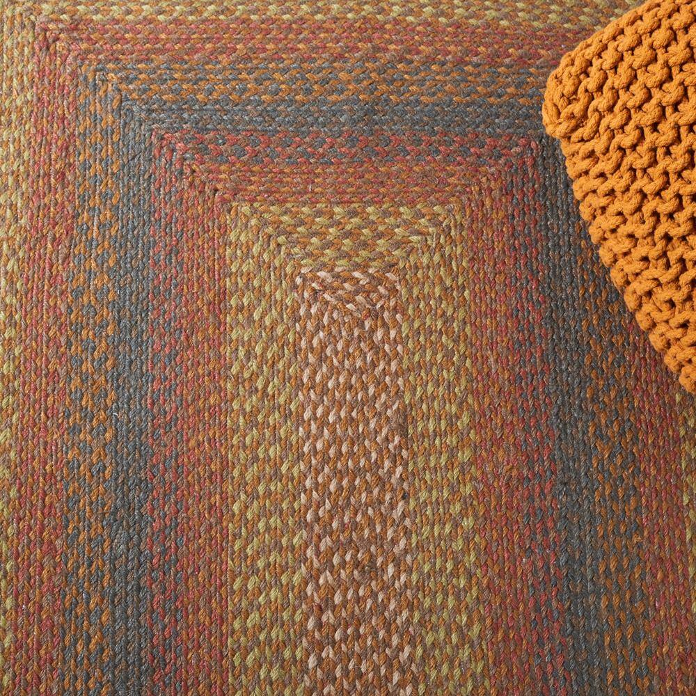 Handwoven Green and Rust Braided Square Area Rug
