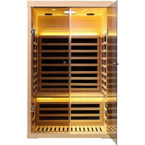 Moray 1-2 Person Indoor Hemlock Infrared Sauna with 7 Far-infrared Carbon Crystal Heaters and Chromotherapy