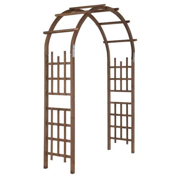 7 ft. Dark Brown Decorative Stand Wooden Garden Arbor, Trellis Arch for Climbing Plants Wedding Backyard Decor