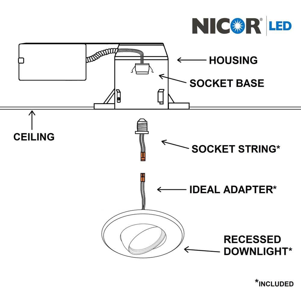 6'' White Aluminum LED Adjustable Recessed Trim