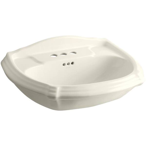 KOHLER Portrait 7-1/4 in. Vitreous China Pedestal Sink Basin Only in Biscuit with Overflow Drain