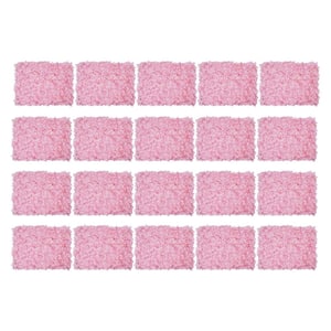 15.7 in. x 23 .6 in. Light Pink Artificial Floral Wall Panel Silk Fabric Hydrangea Backdrop Centerpieces (20-Pieces)