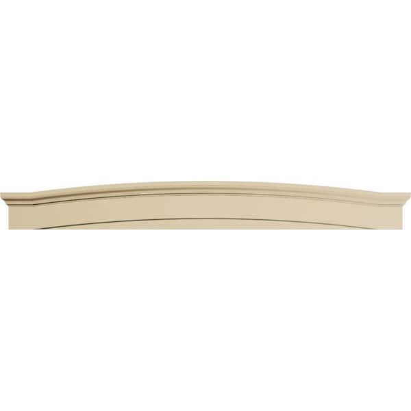 86 in. W x 10-1/2 in. H x 3 in. P Eyebrow Signature Urethane Pediment, Primed Tan