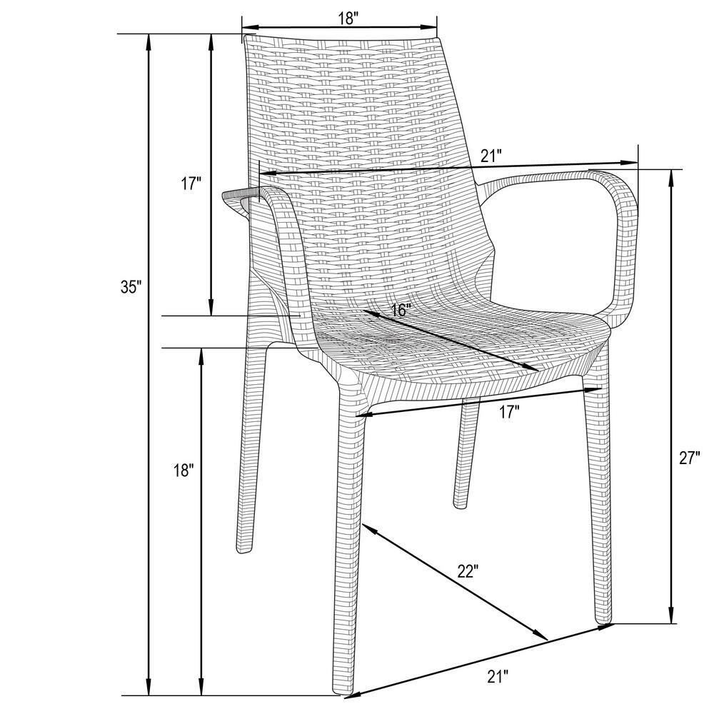Kent Brown Plastic Outdoor Dining Armchair