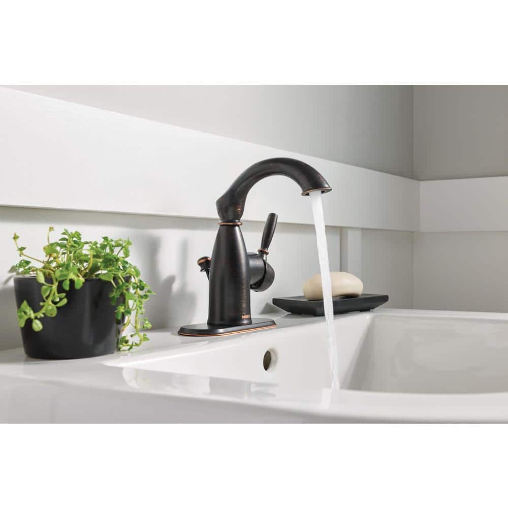 Mediterranean Bronze Single Hole Bathroom Faucet with Drain Assembly