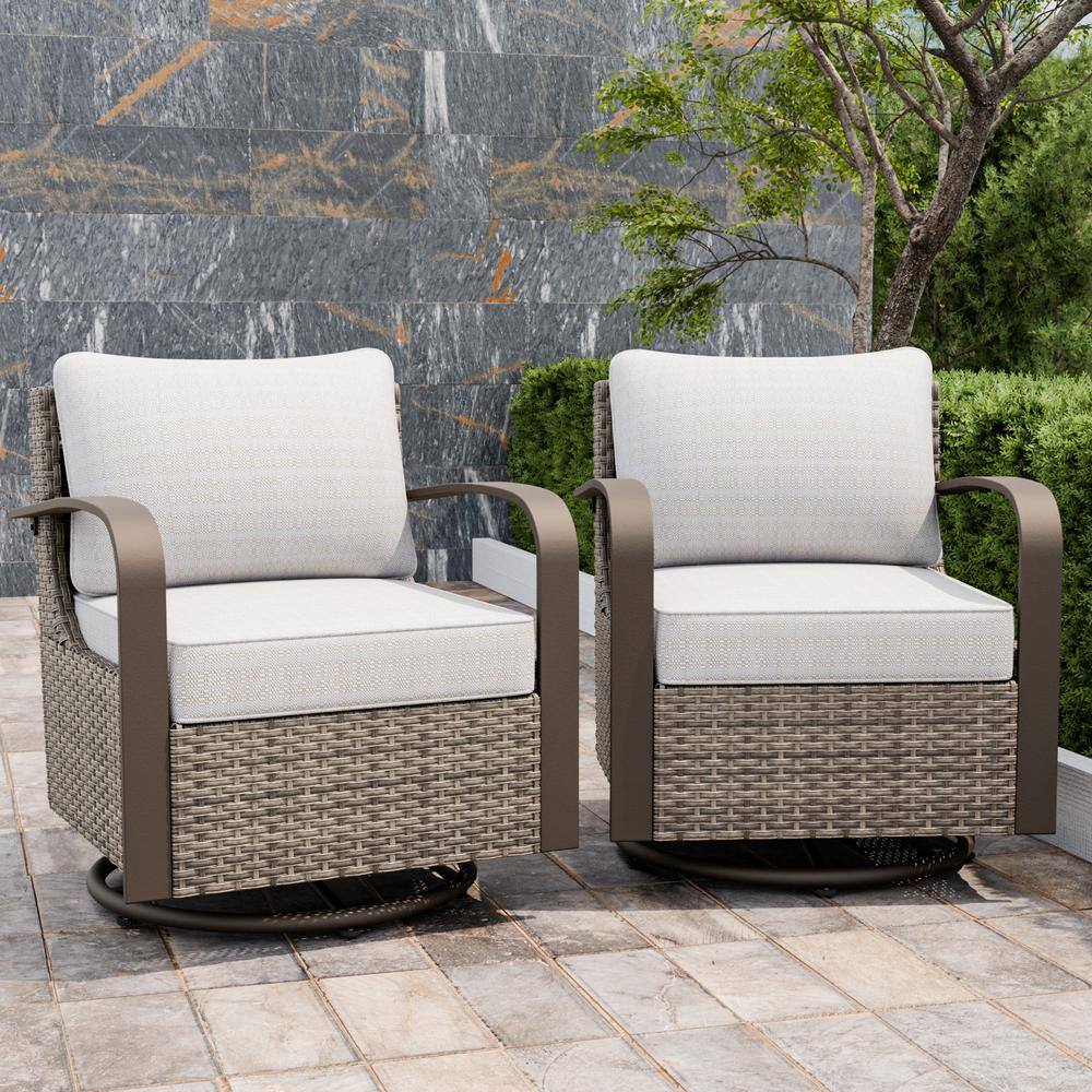 Outdoor Swivel Wicker Outdoor Rocking Chair with Beige Cushion (Set 2-Pack) price history on PriceWatchPro