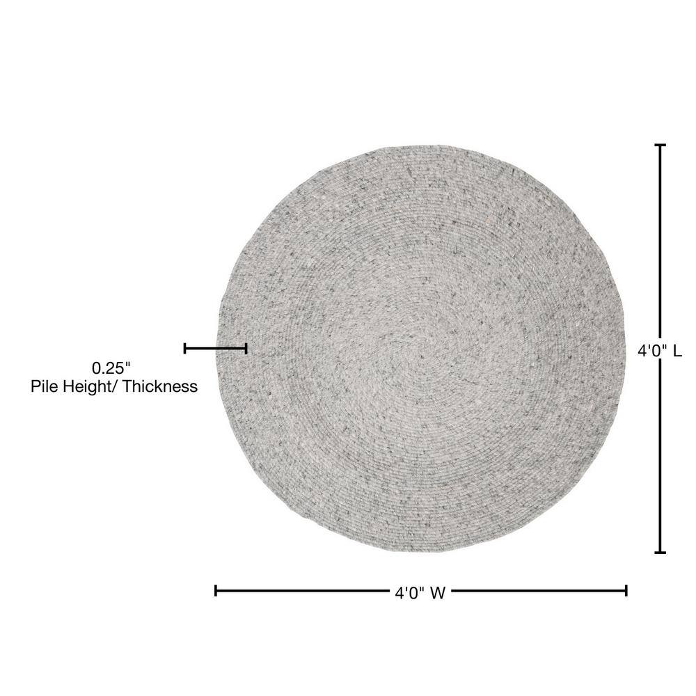 Handmade Light Gray Braided Wool Round Area Rug