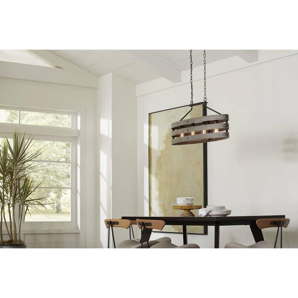 Gulliver Graphite and Weathered Gray 4-Light Linear Chandelier