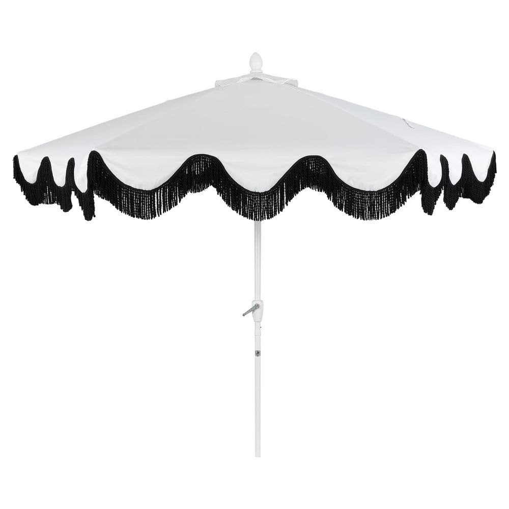 black fringe patio umbrella Punchau 6 Ft Boho - & White, Push Button Tilt Pole This parasol is more than just shadeits a statement AMMSUN 7ft Patio Fringe Umbrella,Noble