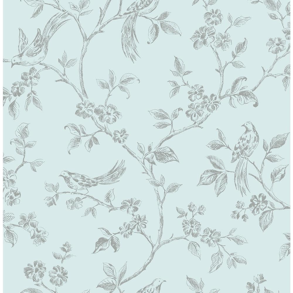 Aaron Light Blue Bird Trail Strippable Roll (Covers 56.4 sq. ft.)