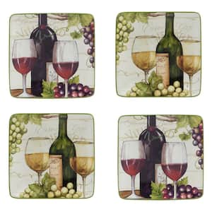 Meadow Brook Vineyard Multicolored Earthenware Dinner Plate Set Of 4