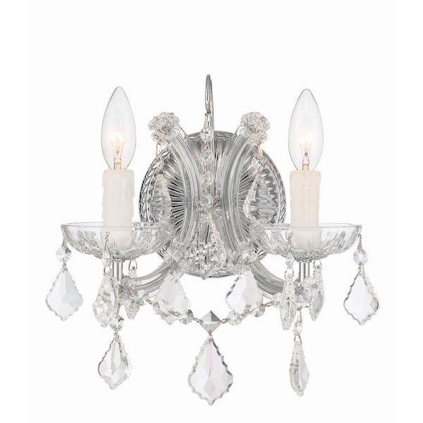 Crystorama Maria Theresa 10.5 in. 2-Light Polished Chrome Wall Sconce