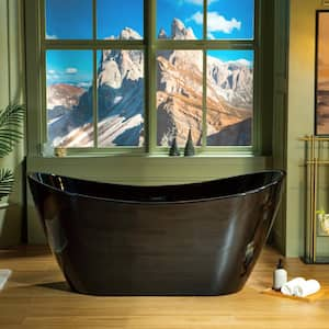 59 in. x 28.75 in. Soaking Bathtub with Center Drain in Black with Matte Black Trim