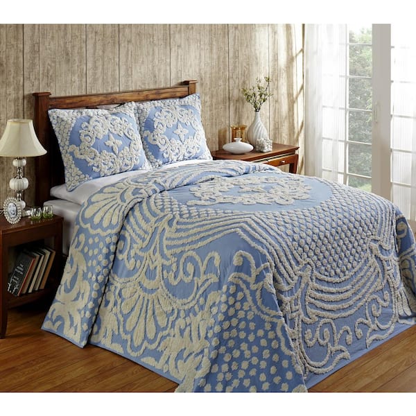 Better Trends Florence Collection In, Blue Queen Bedspreads