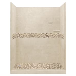 Roma 60 in. L x 36 in. W x 80 in. H Left Drain Alcove Shower Kit with Shower Wall and Shower Pan in Desert Sand