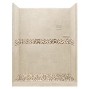 Roma 60 in. L x 32 in. W x 80 in. H Left Drain Alcove Shower Kit with Shower Wall and Shower Pan in Desert Sand